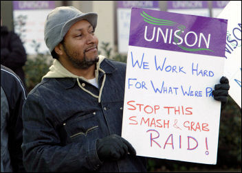Birmingham council workers strike on 5 February 2008. Photo S O