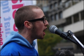 Ian Pattison, Jarrow marcher, addresses the Jarrow March for Jobs 2011 which ended with a demonstration in London on 5 November , photo Sujeeth Ian Pattison, Jarrow marcher, addresses the Jarrow March for Jobs 2011 which ended with a demonstration in London on 5 November , photo Sujeeth