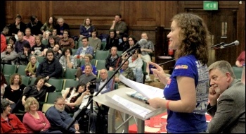 Hannah Sell, deputy general secretary of the Socialist Party, addresses Socialism 2011, photo Senan