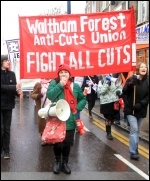 Nancy Taaffe at a Waltham Forest anti-cuts protest, February 2011, photo Senan