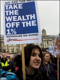 Jarrow March for Jobs rally in Trafalgar Square, photo Paul Mattsson