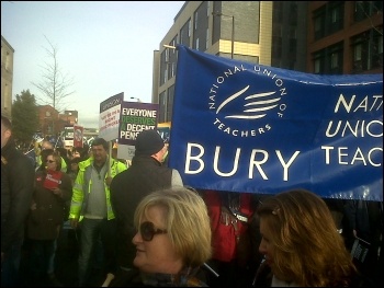 30th November strike demo in Bury, photo Adam Bernard