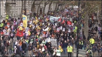 Huge London demo during 30 November public sector strike, photo by  Socialist Party