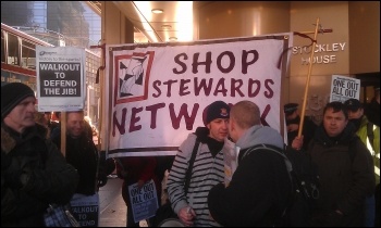 On the picket line at Balfour Beaty London HQ, photo Neil Cafferky