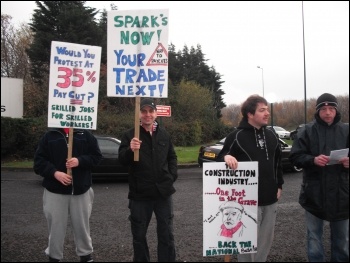 Construction workers� strike on 14 December: Corus Redcar electricians, photo Elaine Brunskill