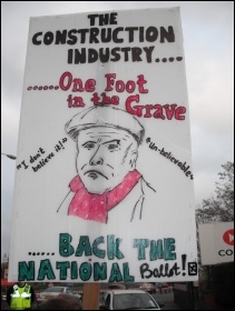 Construction workers’ strike on 14 December: Corus Redcar electricians, photo Elaine Brunskill