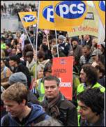 Strikers marching through London on the 30 November 2011 'N30' public sector strike, photo by Senan