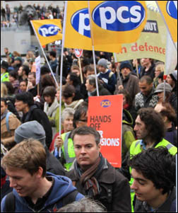 Strikers marching through London on the 30 November 2011 'N30' public sector strike, photo by Senan Strikers marching through London on the 30 November 2011 'N30' public sector strike, photo by Senan