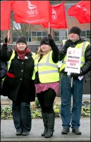  Unilever strikers at Ewloe, north Wales, 18 January 2012, pic Stillshooter 