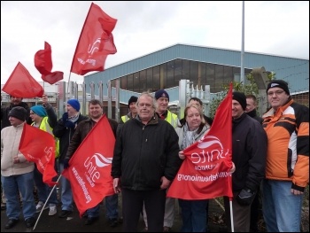 Unilever workers striking for their pensions, Gloucester, 25.1.12, photo by Chris Moore