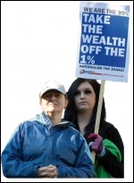 We are the 99% - Take the wealth off the 1% - Socialist Party placard, photo Paul Mattsson