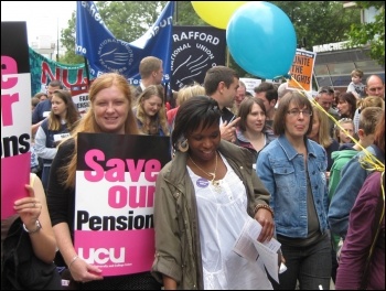 Pensions battle: The 30 June 2011 (J30) public sector strike demonstration in Manchester , photo Hugh Caffrey