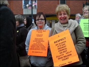 Marching in Chatham against closure of Balfour Centre, 4.2.12 , photo by P. Walker