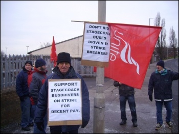 Stagecoach drivers' strike, day 11, 8.2.12, Rotherham depot, photo by Alistair Tice Stagecoach drivers' strike, day 11, 8.2.12, Rotherham depot, photo by Alistair Tice