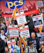 Part of the PCS contingent on the massive 26 March TUC demonstration , photo Senan