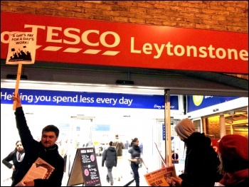 For Real Jobs not Workfare - Youth Fight for Jobs protest outside Tesco, photo Suzanne Beishon