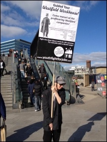 Westfield Workhouse protest, Stratford, London, 25.2.12, photo Suzanne Beishon Westfield Workhouse protest, Stratford, London, 25.2.12, photo Suzanne Beishon