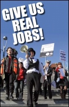 Give us real jobs! Youth Fight for Jobs protest against Workfare in Stratford's Westfield shopping centre in London 25 February 2012, photo Senan Give us real jobs! Youth Fight for Jobs protest against Workfare in Stratford's Westfield shopping centre in London 25 February 2012, photo Senan