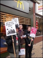 Protesting against workfare in Leeds, February 2012, photo Iain Dalton