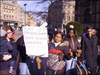 SYMAAG rally in Sheffield against G4S taking over asylum seeker housing, 1.3.12, photo by Alistair Tice