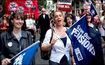 Public sector strikes 30 June 2011 saw coordinated strike action by the PCS civil service union and NUT, ATL and UCU teaching unions. , photo Paul Mattsson