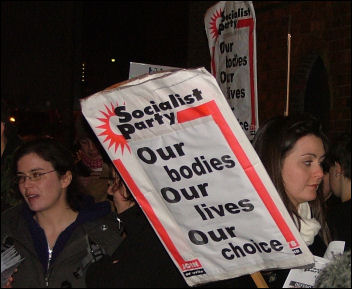 Pro choice protest in Wales against Ann Widdecombe, photo Dave Reid