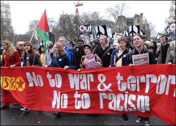 International Socialist Resistance on the 15 March 2008 anti-war demo, photo Paul Mattsson