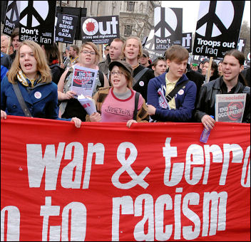 International Socialist Resistance on the 15 March 2008 anti-war demo, photo Paul Mattsson