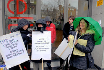 Shelter staff on strike, photo Paul Mattsson