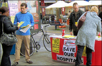 Lewisham Socialist Party campaigning against health cuts, photo Chris Newby