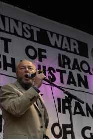 George Galloway speaking at an anti-war rally on 15.3.08, photo Paul Mattsson
