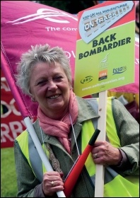 trade union  protest at the closure of train coach maker Bombardier, photo by Paul Mattsson