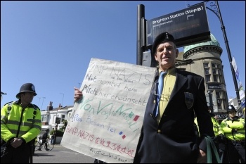 BNP Nazis not wanted here - war veteran protests, photo Paul Mattsson