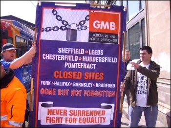 Claps and cheers greet Remploy marchers in Sheffield 20 April 2012, photo Sheffield Socialist Party