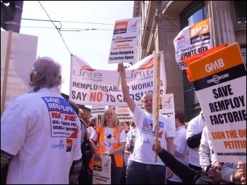 Claps and cheers greet Remploy marchers in Sheffield 20 April 2012, photo Sheffield Socialist Party