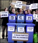 All three main parties accept capitalism and austerity - Sheffield TUSC protest, photo Sheffield Socialist Party