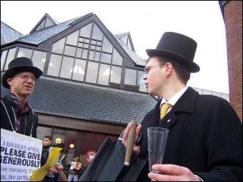 Bankers protest by Walthamstow Socialist Party, photo The Socialist