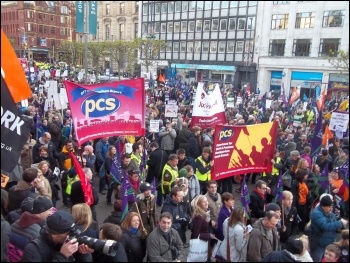 Marching through Leeds on 30 November 'N30' public sector strike, photo by Iain Dalton