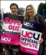 UCU strikers on a picket line in Swansea on 10 May 2012 public sector workers' strike, photo Socialist Party Wales