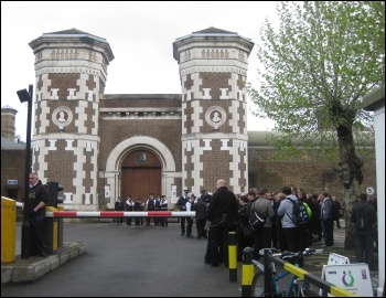 Prison officers in the POA walk out on unofficial strike on 10 May 2012 at Wormwood Scrubs, London , photo Keith Dickinson