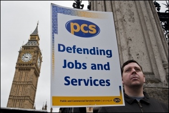 PCS members on strike 10 May 2012 outside Parliament, photo Paul Mattsson