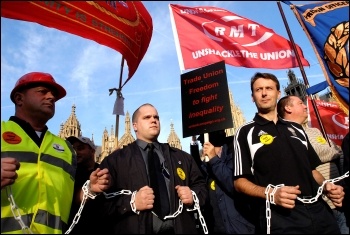 The RMT and POA call on parliament to unshackle the unions, photo by Paul Mattsson