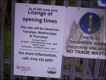 Notice about recycling sites in Sheffield, photo by Alistair Tice