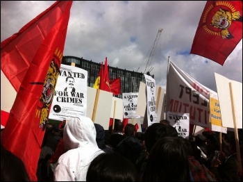 Protesting against Sri Lanka's president Rajapaksa's visit  to London, 6.6.12, photo Sarah Sachs Eldridge