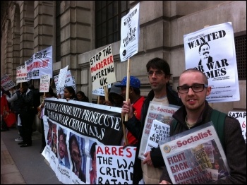 Protesting against Sri Lanka's president Rajapaksa's visit to London, 6.6.12, photo Sarah Sachs Eldridge