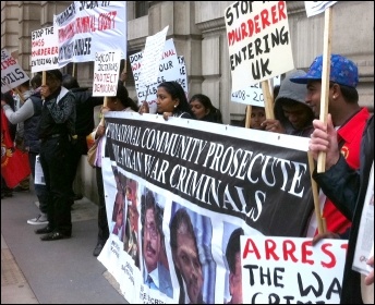 Tamil Solidarity protest scores victory as Sri Lanka president Rajapaksa cancels speaking engagement, photo Sarah Sachs Eldridge