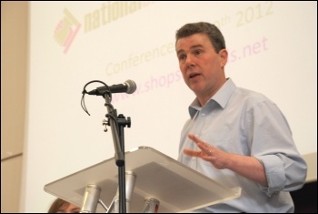 Mark Serwotka, PCS general secretary, addresses National Shop Stewards Network conference in 2012, photo Suzanne Beishon