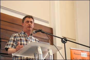 Assistant general secretary of PCS, Chris Baugh, addressesNational Shop Stewards Network conference, 9 June 2012, photo Suzanne Beishon