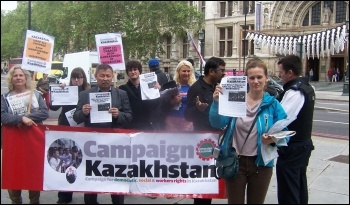 Kazakhstan embassy protest to free Bolat Atabayev, photo Dave Carr