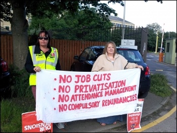 HMRC PCS members on the picket line in Shipley, Yorkshire , photo Iain Dalton